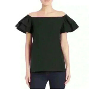 Alice +Olivia "Loryn" Off The Shoulder Top Black Size XS New Without Tags!